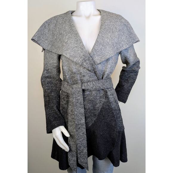 White House Black Market Gray Ombre Felted Wool Wrap Cardigan Jacket Size Medium - Picture 11 of 11
